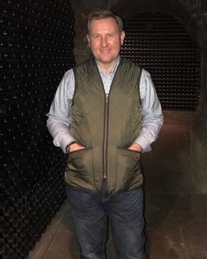 Jason Wolz in a cellar in Napa Valley