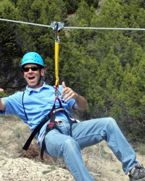 Mitch Knothe ziplining at Heise Hot Springs in Idaho