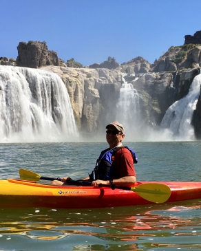 Mitch Knothe kayaking at Shoshone Falls, ID