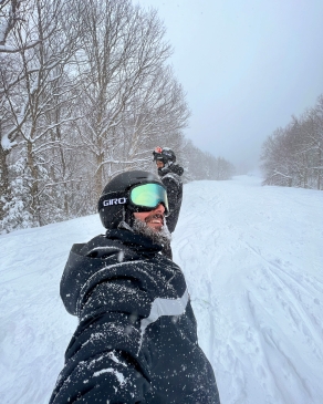 Pablo Rojas snowboarding at Jay Peak, VT