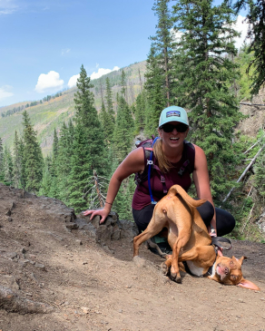 Samantha Sommers hiking with her dog in Emigrant, Montana