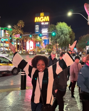 Sebrina Williams in front of the MGM Grand in Las Vegas