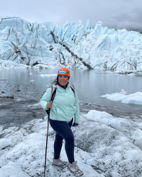 Yasaman Roostaeian walking on a glacier in Alaska