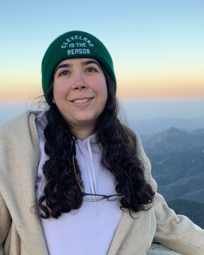 Yasaman Roostaeian stands at at overlook over Sequoia and Kings Canyon National Parks
