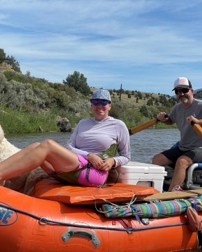 Sarah Cowell on raft