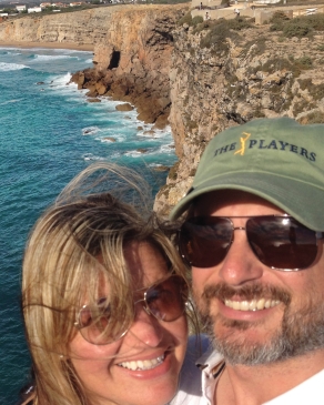 David and Amber on a cliffside