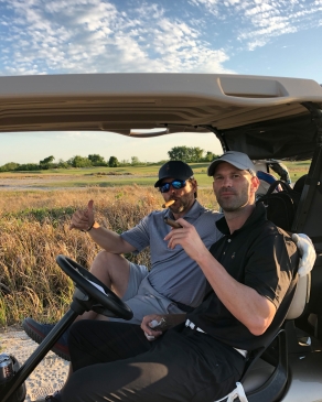 Jay Salyers in a golf cart