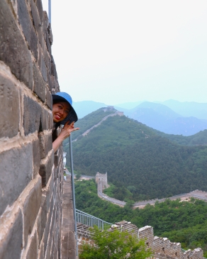 A photo of Wenjie on the Great Wall of China. 