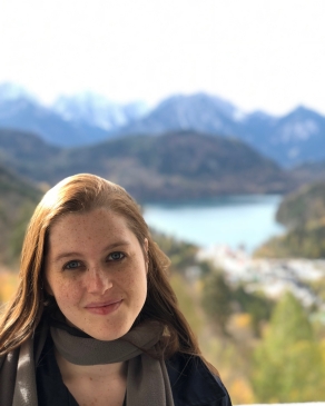 A headshot of Angela in Germany. 