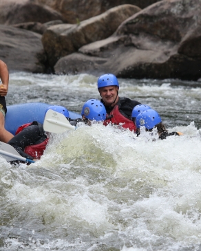 A photo of Richard on a raft. 