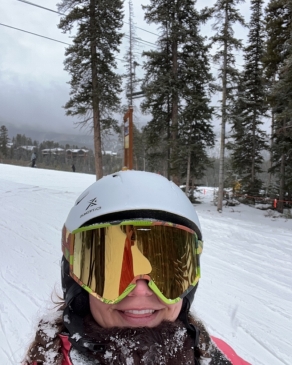 A photo of Victoria skiing in Breckenridge. 