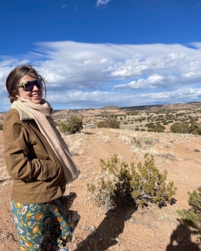A photo of Joy in the deserts of Sante Fe. 