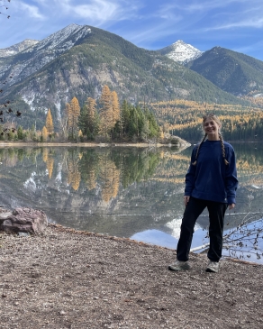 A photo of Layne mid-hike. 
