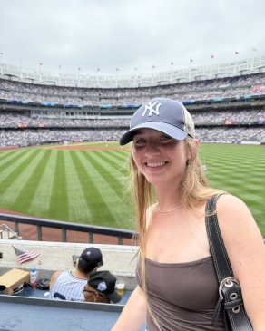A photo of Layne at a Yankees game. 
