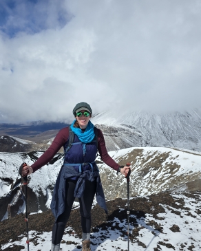 A photo of Roxanne hiking in New Zealand.
