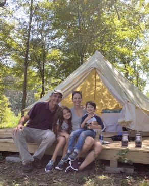 A photo of Joe camping. 