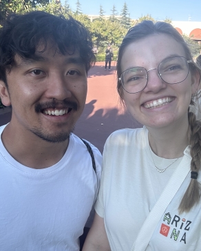 A photo of Emily and her partner in Japan. 