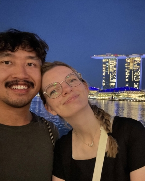 A photo of Emily and her partner in Singapore. 