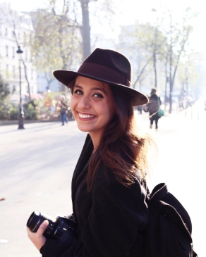 A photo of Tiffany and her camera in Paris. 