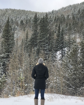 Trisha looking on at the Rockies. 