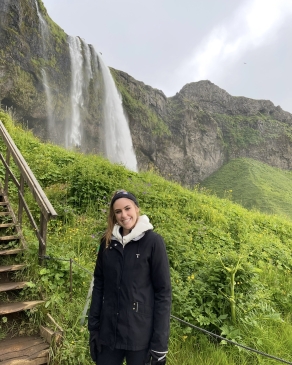 Nicole viewing a waterfall in Iceland. 