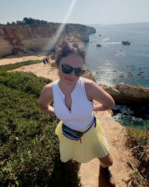 A photo of Rachel near the coast of Lagos. 