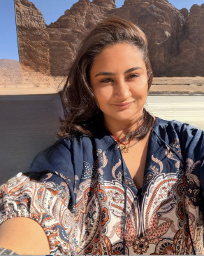 Amee takes a selfie in AlUla. 